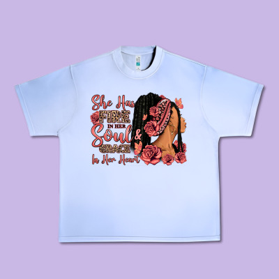 She Has Fire In Her Soul Afro Woman Urban Heavy Tee Designed By Ranaportraitstore