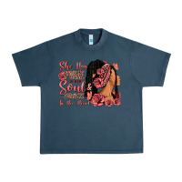 Midnight Navy She has fire in her soul afro woman Urban Heavy Tee - RanaPortraitStore
