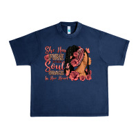 Navy She has fire in her soul afro woman Urban Heavy Tee - RanaPortraitStore