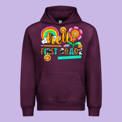Hello First Grade Urban Hoodie Designed By Nancycooperartshop