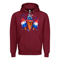 Burgundy 4th of July ice creams Zipper Hoodie - Neo Western