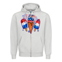 Dove Grey 4th of July ice creams Zipper Hoodie - Neo Western