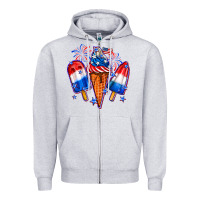 Heather Grey 4th of July ice creams Zipper Hoodie - Neo Western
