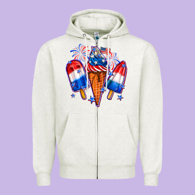 4th Of July Ice Creams Zipper Hoodie Designed By Neo Western