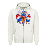 Oatmeal Heather 4th of July ice creams Zipper Hoodie - Neo Western