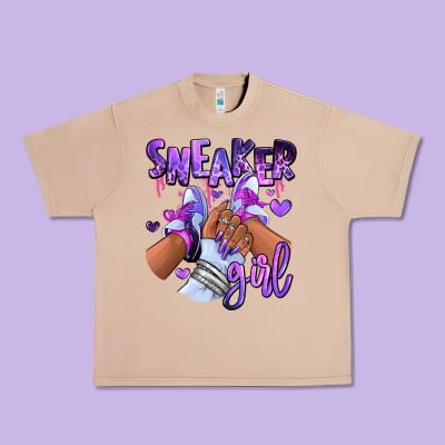 Purple Galaxy Sneaker Girl Urban Heavy Tee Designed By Ranaportraitstore