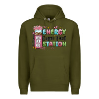 Army Green energy coffee fuel station Premium Hoodie - MaliasSmallBusiness