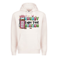 Pale Pink energy coffee fuel station Premium Hoodie - MaliasSmallBusiness