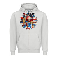 Dove Grey 4th of July sunflower skull 4th of july Zipper Hoodie - CowGirlArtShop