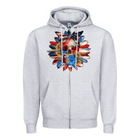 Heather Grey 4th of July sunflower skull 4th of july Zipper Hoodie - CowGirlArtShop