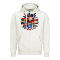 Oatmeal Heather 4th of July sunflower skull 4th of july Zipper Hoodie - CowGirlArtShop