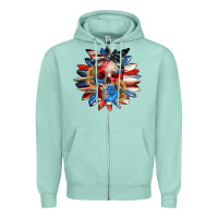 Seafoam 4th of July sunflower skull 4th of july Zipper Hoodie - CowGirlArtShop