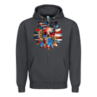 Smoke 4th of July sunflower skull 4th of july Zipper Hoodie - CowGirlArtShop