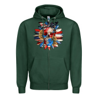 Sports Green 4th of July sunflower skull 4th of july Zipper Hoodie - CowGirlArtShop
