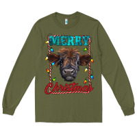 Army Green merry christmas highland calf baby cow Long Sleeve Tee - RanaPortraitStore
