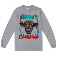 Heather Grey merry christmas highland calf baby cow Long Sleeve Tee - RanaPortraitStore