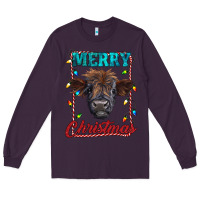 Plum merry christmas highland calf baby cow Long Sleeve Tee - RanaPortraitStore