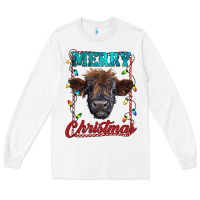 White merry christmas highland calf baby cow Long Sleeve Tee - RanaPortraitStore