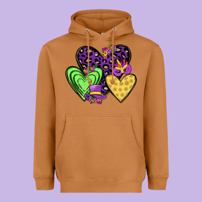 Hearts Mardi Gras Heavyweight Hoodie Designed By Jahusdesignshop