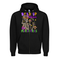 Black bead up bitches it's mardi gras skeleton Zipper Hoodie - FaDigitalArtStudio