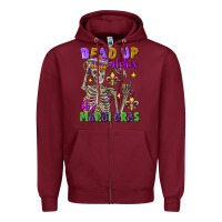 Burgundy bead up bitches it's mardi gras skeleton Zipper Hoodie - FaDigitalArtStudio