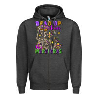 Charcoal Heather bead up bitches it's mardi gras skeleton Zipper Hoodie - FaDigitalArtStudio