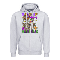 Heather Grey bead up bitches it's mardi gras skeleton Zipper Hoodie - FaDigitalArtStudio