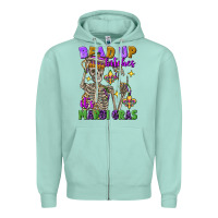 Seafoam bead up bitches it's mardi gras skeleton Zipper Hoodie - FaDigitalArtStudio