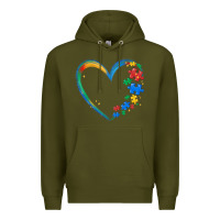Army Green autism heart Premium Hoodie - MaliasSmallBusiness
