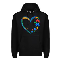 Black autism heart Premium Hoodie - MaliasSmallBusiness
