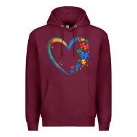 Burgundy autism heart Premium Hoodie - MaliasSmallBusiness