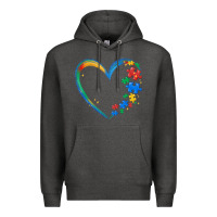 Charcoal Heather autism heart Premium Hoodie - MaliasSmallBusiness