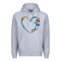 Heather Grey autism heart Premium Hoodie - MaliasSmallBusiness