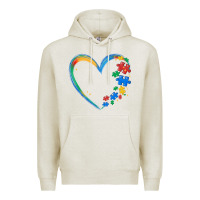 Oatmeal Heather autism heart Premium Hoodie - MaliasSmallBusiness