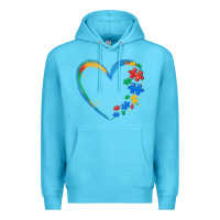 Ocean Blue autism heart Premium Hoodie - MaliasSmallBusiness
