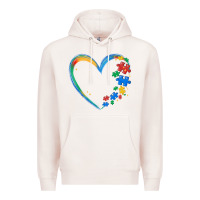 Pale Pink autism heart Premium Hoodie - MaliasSmallBusiness