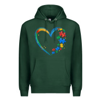 Sports Green autism heart Premium Hoodie - MaliasSmallBusiness