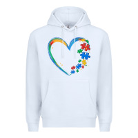 White autism heart Premium Hoodie - MaliasSmallBusiness