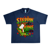 Navy Steppin' into Juneteenth Urban Heavy Tee - RanaPortraitStore