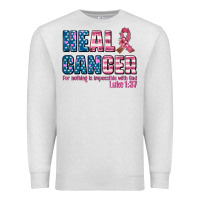 Oatmeal Heather heal cancer with cancer ribbon Premium Sweatshirt - AdoDesignShop