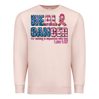 Pale Pink heal cancer with cancer ribbon Premium Sweatshirt - AdoDesignShop