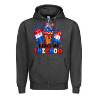 Charcoal Heather 4th of July ice creams tastes like freedom Zipper Hoodie - Neo Western