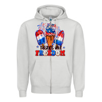 Dove Grey 4th of July ice creams tastes like freedom Zipper Hoodie - Neo Western