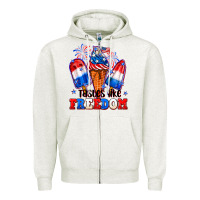Oatmeal Heather 4th of July ice creams tastes like freedom Zipper Hoodie - Neo Western