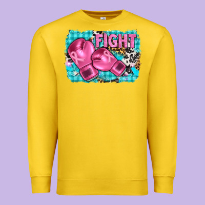 Fight With Boxing Gloves And Cancer Ribbon Premium Sweatshirt Designed By Adodesignshop