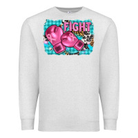Oatmeal Heather fight with boxing gloves and cancer ribbon Premium Sweatshirt - AdoDesignShop