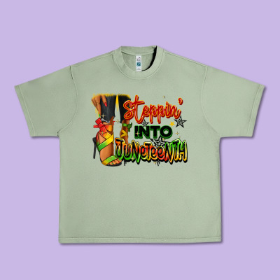 Steppin' Into Juneteenth Black Fashion Girl Urban Heavy Tee Designed By Ranaportraitstore