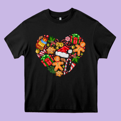Love Christmas  Heart Heavy Core Tee Designed By Cowhidedigitalart