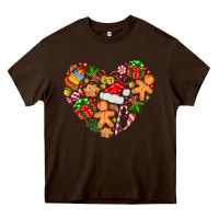 Chocolate Brown love Christmas  heart Heavy Core Tee - CowhideDigitalArt
