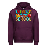 Mauve Wine i love school Urban Hoodie - NancyCooperArtShop